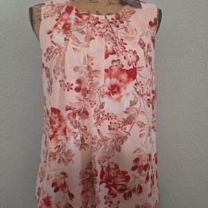 Liz Claiborne Pink Floral Pleat-Front Sleeveless Camisole